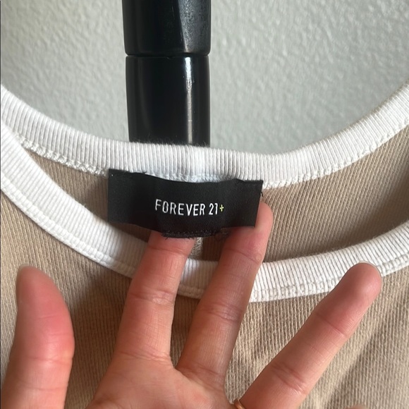 Forever 21 Tan Sleeveless Dress w/ White trim - Picture 2 of 2